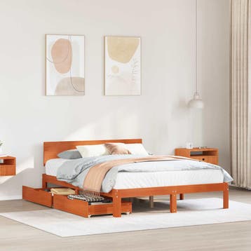vidaXL Bedframe met hoofdeinde 3 pcs Wasbruin Massief, Verzenden