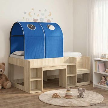 vidaXL Bed met Tunnel 3 st Sonoma eiken en blauw Bewerkt, Verzenden