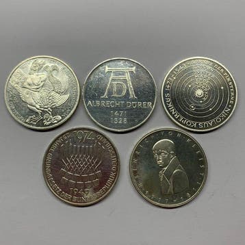 Duitsland. Coleção de 5 moedas comemorativas de 5 Deutsche