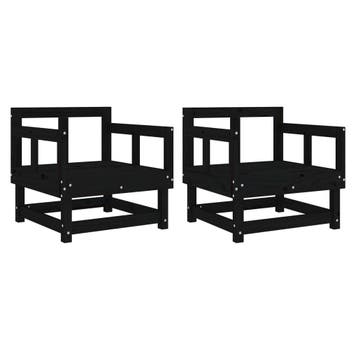 vidaXL Tuinstoelen 2 st massief grenenhout zwart, Verzenden, Nieuw