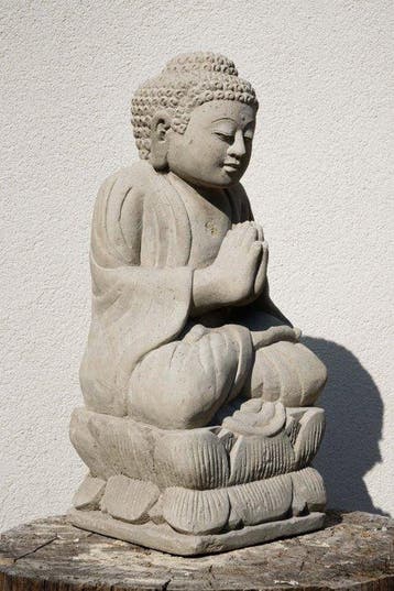 Kandi - Beeld, Statua Buddha Antico in Pietra Arenaria 42 cm