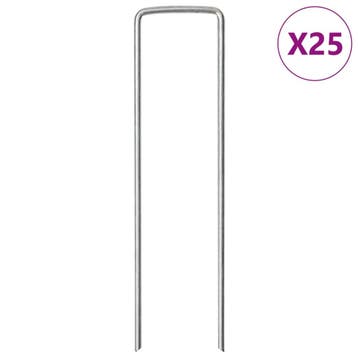 vidaXL Grondharingen 25 st U-vormig 15x3,5 cm gegalvaniseerd, Caravanes & Camping, Accessoires de tente, Verzenden
