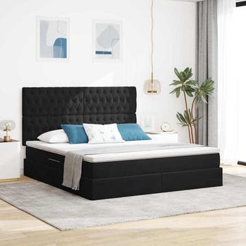 vidaXL Opslag bed met matras met hoofdeinde Zwart 160 x 200, Huis en Inrichting, Verzenden, Nieuw
