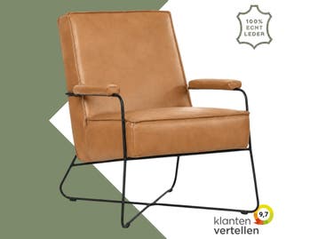 Leren fauteuil Hope - Granada Sahara (cognac), Maison & Meubles, Ophalen of Verzenden