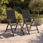 Verstelbare tuinstoelen met geïntegreerd kussen – zwart - 2, Tuin en Terras, Verzenden, Nieuw