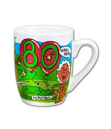 Mok 80 Jaar 12cm, Verzenden