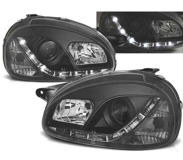 Phares Led Daylight Pour Opel Corsa B 93-00 Fond Noir, Autos : Pièces & Accessoires, Éclairage, Envoi