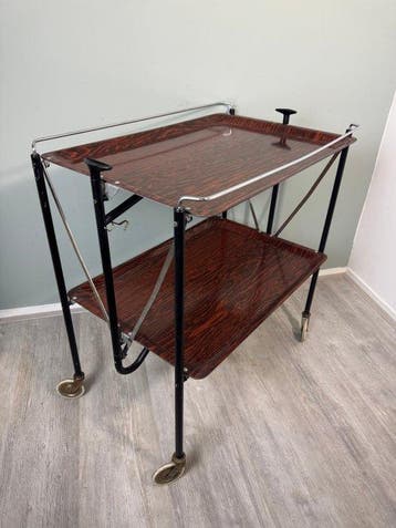 Trolley - Vintage Opklapbare Serveerwagen / Drankentrolley –