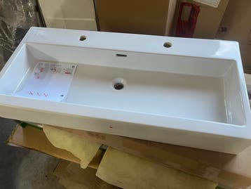 Laufen Living City dubbele wastafel 100cm met 2 kraangaten, Ophalen, Nieuw, Steen, Wastafel