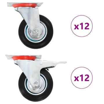 vidaXL 24 st Zwenkwielen 100 mm, Verzenden, Nieuw