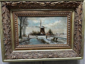 Hollandse school (XX) Naar Roelofs - Winters landschap, Antiek en Kunst