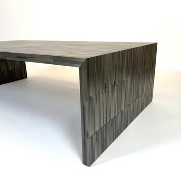 Leopold Huwart - Table basse - Marqueterie de paille
