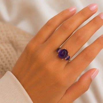Zonder minimumprijs - Ring Verguld Amethist - Diamant - 18kt, Nieuw