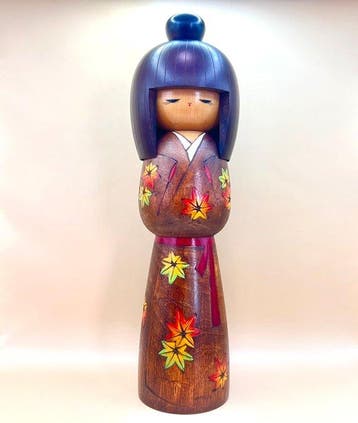 Premierprijs voor kunstenaar Sadao Kishi voor kokeshi met, Antiquités & Art