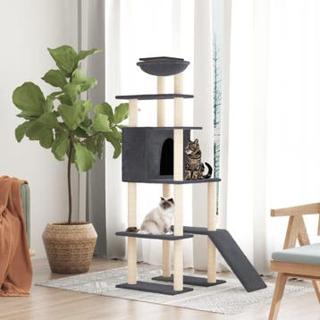 vidaXL Kattenmeubel met sisal krabpalen 166 cm donkergrijs, Dieren en Toebehoren, Verzenden, Nieuw