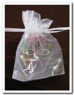Cadeauzakje giftbag Organza Butterfly White Zilver 7x9 cm, Nieuw
