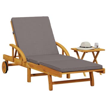 vidaXL Ligbed met kussen en tafel massief acaciahout, Verzenden
