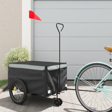 vidaXL Fietstrailer 30 kg ijzer zwart en grijs, Vélos & Vélomoteurs, Accessoires vélo | Remorques, Verzenden