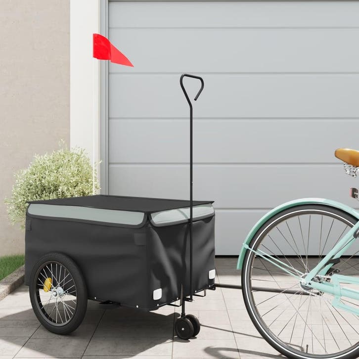 vidaXL Fietstrailer 30 kg ijzer zwart en grijs, Vélos & Vélomoteurs, Accessoires vélo | Remorques, Envoi