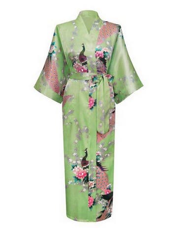 KIMU® Lange Kimono Lichtgroen S-M Maxi Satijnen Kamerjas Och, Ophalen of Verzenden, Nieuw