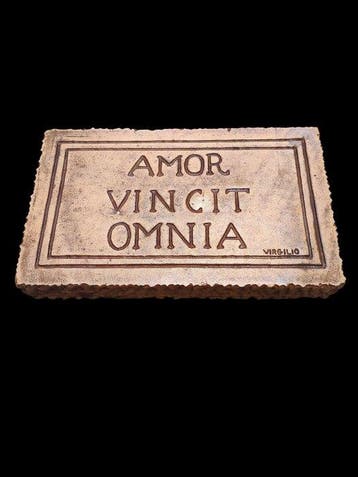 sculptuur, Bassorilievo Amor Vincit Omnia - 19 cm -