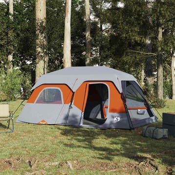 vidaXL Tent 9-persoons waterdicht snelontgrendeling grijs en, Verzenden