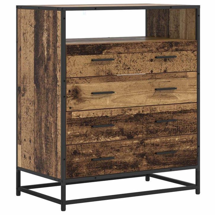 vidaXL Ladekast 4-Lade Oud hout 70 x 41 x 83,5 cm Bewerkt, Huis en Inrichting, Kasten | Overige, Nieuw, Verzenden