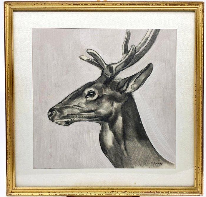 Paul Jouve (1878-1973) - Cerf de Profil, Antiquités & Art, Antiquités | Autres Antiquités