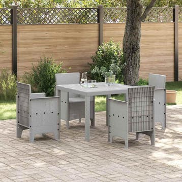 vidaXL Tuin Eettafel Set 5 st Lichtgrijs Polypropyleen, Verzenden