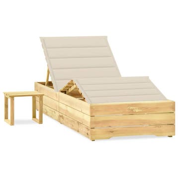vidaXL Ligbed met tafeltje en kussen geïmpregneerd, Tuin en Terras, Verzenden, Nieuw