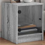 vidaXL Nachtkastje met glazen deur 35x37x42 cm grijs sonoma, Verzenden