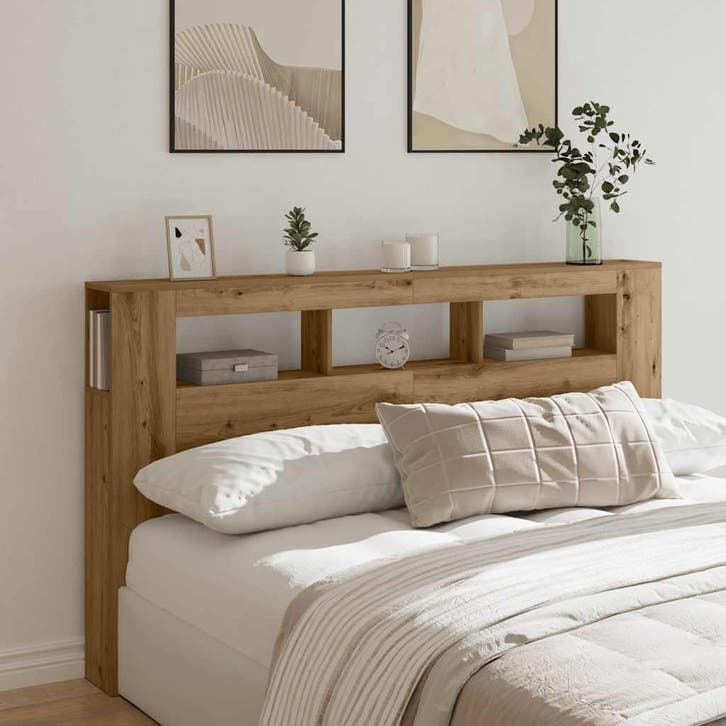 vidaXL Hoofdeinde met LED 180x18,5x103,5 cm hout artisanaal, Huis en Inrichting, Slaapkamer | Bedden, Nieuw, Verzenden