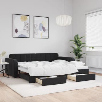 vidaXL Slaapbank met onderschuifbed en lades 90x190 cm, Verzenden, Nieuw