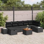 vidaXL Tuinbank Set met kussen met opslag 8 pcs Zwart Poly, Jardin & Terrasse, Verzenden