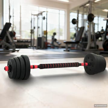 vidaXL 2-in-1 Dumbbell Barbell Set 30 kg Zwart en Rood, Verzenden