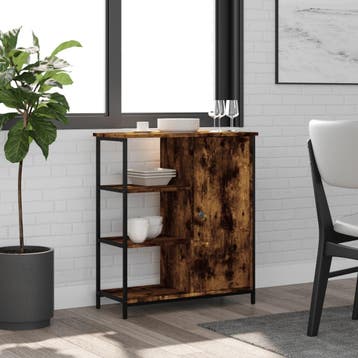 vidaXL Dressoir 70x30x80 cm bewerkt hout gerookt, Verzenden