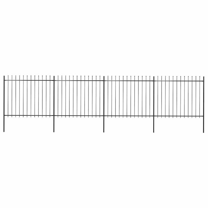 vidaXL Tuinhek met speerpunt staal 714,5x150 cm zwart, Tuin en Terras, Tuinhekken en Hekwerk, Nieuw, Verzenden