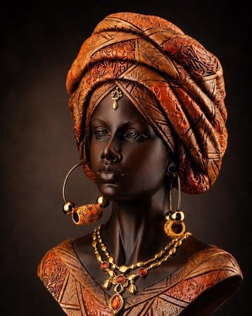 Buste, Elegante Afrikaanse vrouw – Gedetailleerd Kunstbeeld