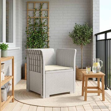 vidaXL Eén-zits Fauteuil met Kussen Rieten Look PP Wit, Verzenden, Nieuw