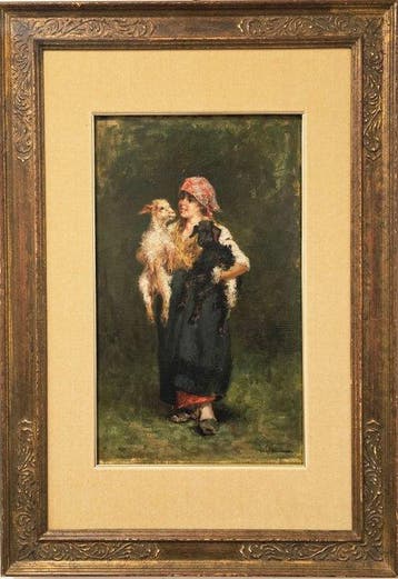 Vincenzo Caprile (1856 - 1936) - Pastorella con caprette