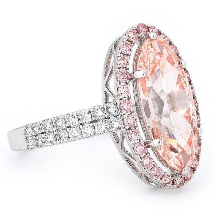 Bague de cocktail - 14 carats Or blanc - 3.81ct. tw. Rose, Handtassen en Accessoires, Antieke sieraden