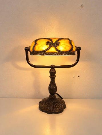 Tafellamp - Bankierslamp in Tiffany-stijl - Glazuur -
