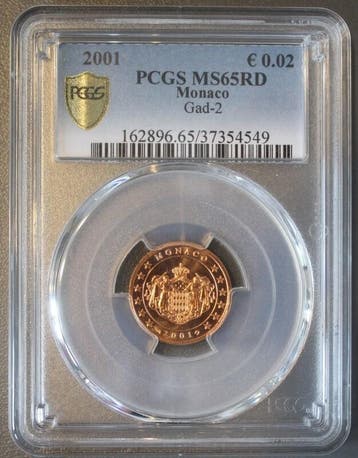 2 Cents Monaco Km 168 2 Cent 2001 Das Wappen der Grimaldi..., Postzegels en Munten, Munten | Europa | Euromunten, Verzenden, België