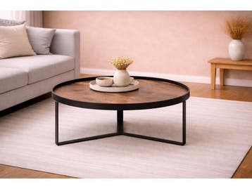 Veiling - Salontafel Hanna natural - Hout - Poot metaal zwar, Huis en Inrichting, Nieuw