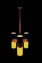 Lampe à suspendre - métal laqué, cristal, Antiquités & Art