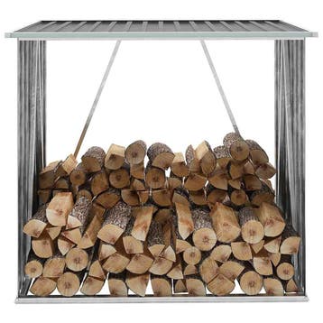 vidaXL Haardhoutschuur 163x83x154 cm gegalvaniseerd staal, Tuin en Terras, Verzenden, Nieuw