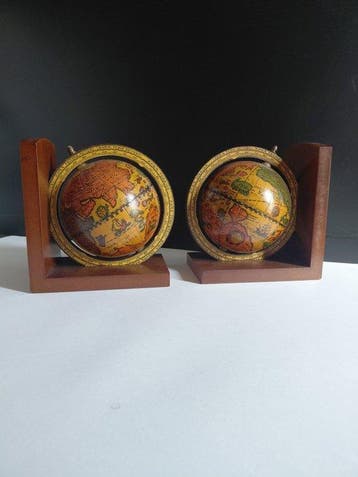 Serre-livres (2) - Cale livre globe terrestre art déco -