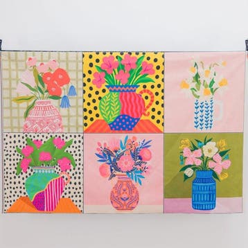 AA186 - Artistiek paneel 6 bloemportretten – Hedendaagse Pop