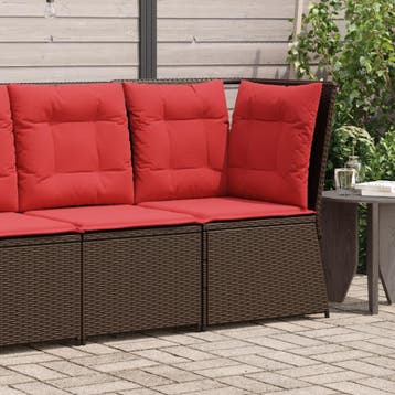 vidaXL Tuinbankhoek met kussens bruin poly rattan, Verzenden