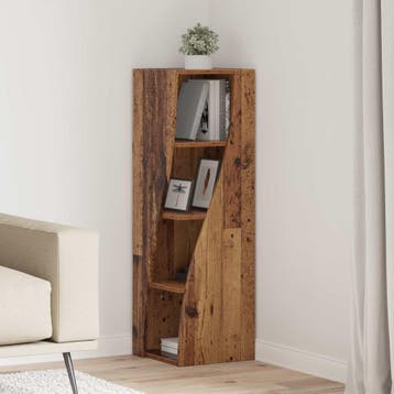 vidaXL Hoekkast 32x32x102cm Bewerkt hout Oudhout, Verzenden